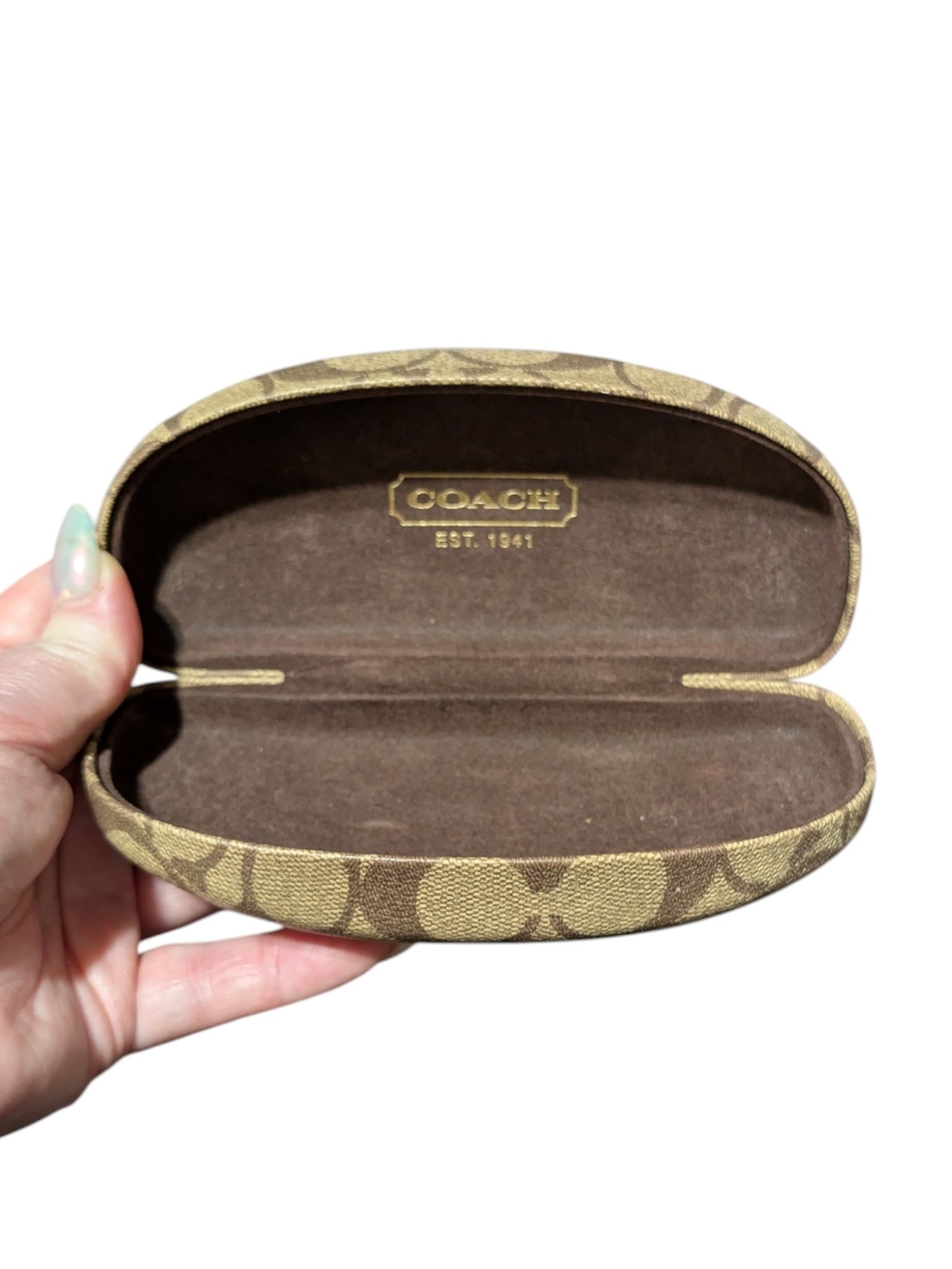 Coach Brown Signature C Monogram Glasses/Sunglasses Case - Picture 5 of 6